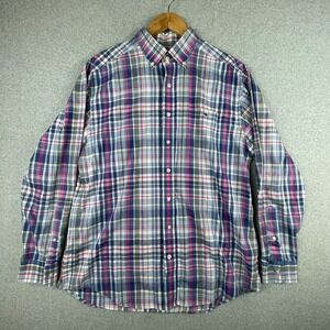 vineyard vines Shirt Mens Large Blue Pink Plaid Classic Fit Tucker LS Whale